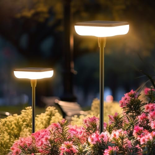 Ainostone Solarlampen für Außen Garten 2 Stück LED Solarleuchten Warmweiß 1000mAh Solar Gartenleuchten Wackeln im Wind Extra Hell 34 Lumen IP65 Wasserdicht für Blumen Terrasse Rasen Weg Outdoor Deko