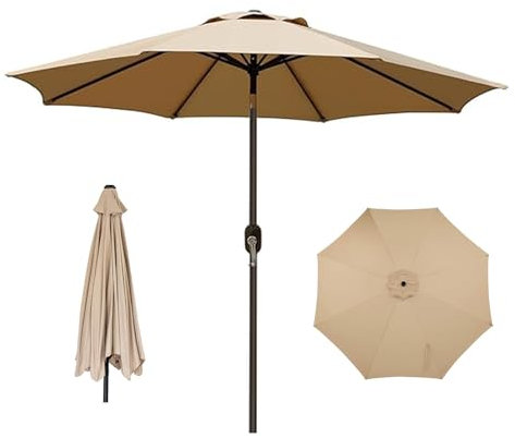 HESHEQ Sonnenschirm Gartenschirm Windsicherung Balkon Garten Balkonschirm ohne Ständer UV-Schutz Aluminium Rund wasser- und schmutzabweisend mit Kurbel (Size : Beige)