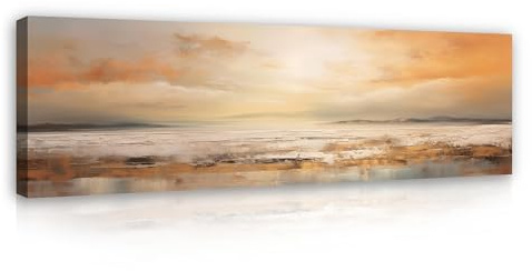 WallArena - Cuadros en lienzo - Playa, 145x45 cm | Premium Leinwand - Imagen sobre lienzo - Cuadro de pared XXL grande - Cuadros de pared para salon y dormitorio - para salon modernos impresion