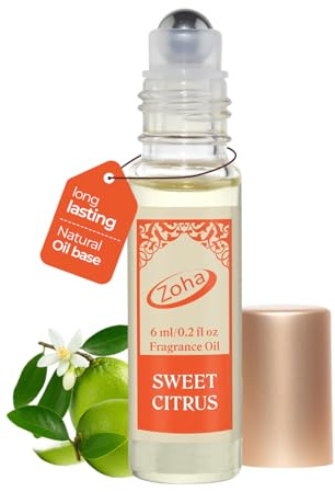 Zoha Sweet Citrus| Roll on Perfumes for Women & Men | Alcohol-free Citrus Perfume Oil | Travel Size Long Lasting Fragrance | 6ml Roller
