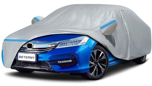 Car Cover for 2001-2026 Honda Accord Sedan/Coupe, Waterproof Custom-fit Sun Rain UV Dust Snow Protection Windproof Outdoor Accord Full Car Cover with Door Zipper and Cotton Lining-Gray