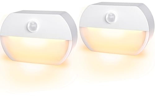 sununiny LED Motion Sensor Night Light,Night Light Battery Powered Auto/ON/Off Stair Sensor Lights with Batteries, Motion Lights for Toilet, Hallway, Bathroom, Kitchen, Childrens Room