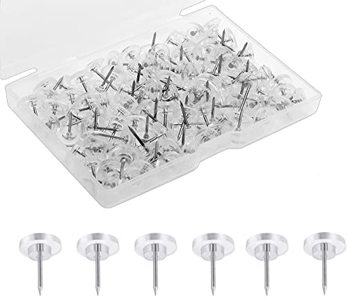 Clear Push Pins - 100pcs Drawing Pins with Storage Box,Clear Push Pins - Thumbtacks Drawing Pins for Walls Notice,Drawing Pins,Transparent Push Pins - Plastic Head Drawing Poster Tacks Needle