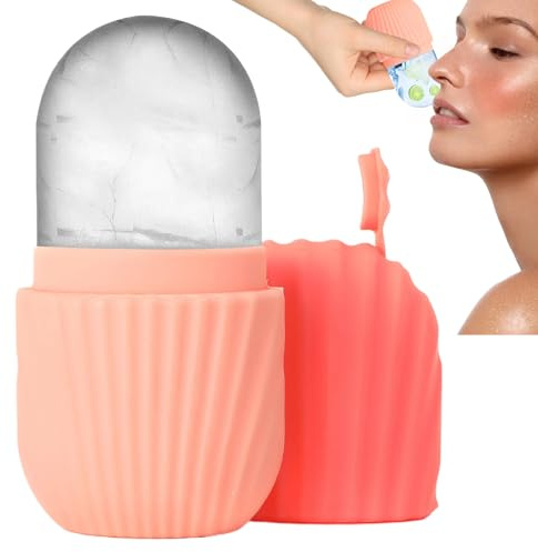 Face Ice Roller,Eisroller Gesicht,Silikon Ice Roller Gesicht,Wiederverwendbares Wird zum Glätten der Augen,Verkleinern der Poren und Aufhellen des Hauttons(Rosa) Verwendet
