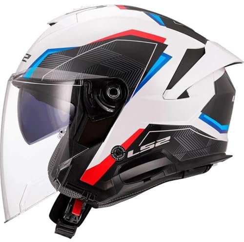 LS2, Casco Moto Jet VERSO II AIR White Blue Red, XL