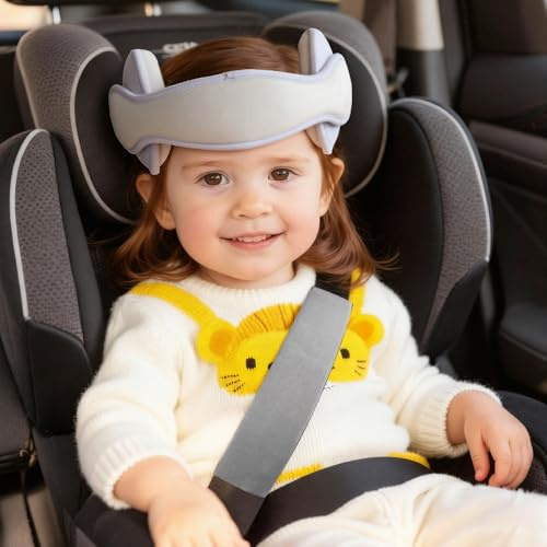 Tracolla regolabile per seggiolino auto, comodo supporto per il collo per bambini e per la testa, comodo cuscino cervicale per seggiolino per bambini, poggiatesta regolabile grigio con cintura di