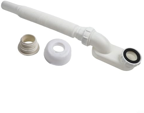 Kit tubo di scarico vasca flessibile con sifone G1 1/2 pollice piatto P per autoportante -TUB, basso profilo salvaspazio ideato con raccordo snodato