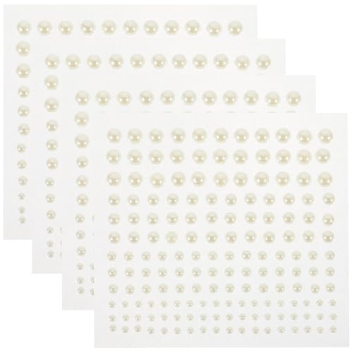 Générique Autocollants Perles Adhésives 4 Feuilles 660 Pièces Mix 3-6 MM Perles Nacrées Autocollantes pour Maquillage Visage Ongles et Loisirs Créatifs Décoration DIY