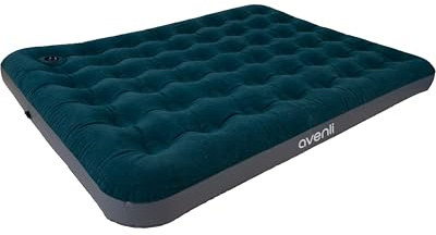 AVENLI Colchón hinchable para camping con bomba de pie integrada para 2 personas, 203 x 152 x 22 cm, colchón inflable, cama de invitados, superficie de descanso suave con superficie flocada, cama de