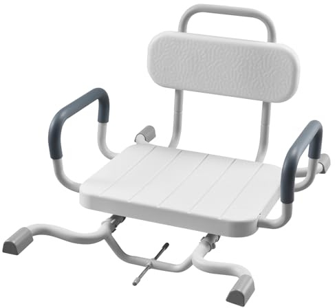 VEVOR Sedia Girevole da Doccia con Braccioli Schienale, Sedile per Trasferimento da Vasca da Bagno Girevole Carico max 100 kg, Sedia per Bagno Doccia Regolabile per Anziani Pazienti, Sedile Ausiliare