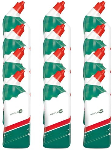 SIMPLETEK - Disinfettante Disincrostante Gel Bagno 12x 700ml | Elimina 100% Calcare, Germi e Batteri | Eco-Flacone [12 pezzi]