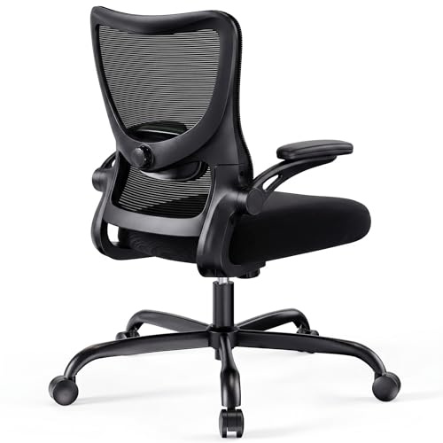 Marsail Silla Oficina, Silla Escritorio con Brazos 3D Y Lumbar 2D | Basculante 120°, Asiento Acolchado De 8cm, Reposabrazos PU Plegables, Montaje Simple. Bastidor Robusto, Soporta Hasta 150 Kg