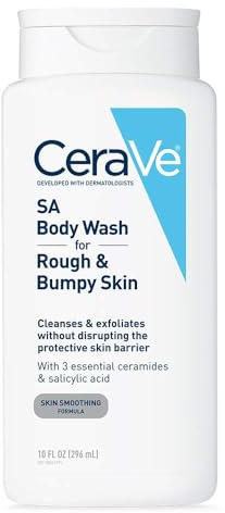 CeraVe Body Wash with Salicylic Acid, Fragrance Free Body Wash to Exfoliate Rough and Bumpy Skin, Allergy Tested, 10 Ounce