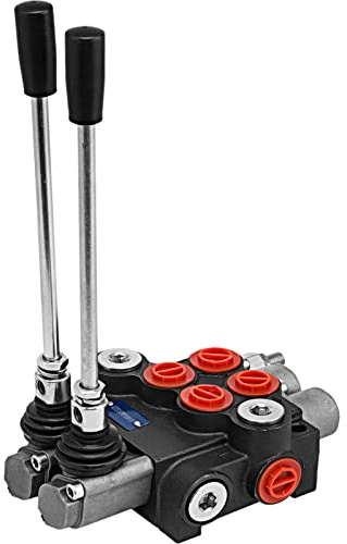 Mophorn Hydraulikventil, 2 Spulen, hydraulisches Richtungsventil, 11 gpm, hydraulisches Steuerventil, doppelt wirkend, für Traktoren, Laster, Tanks Schwarz