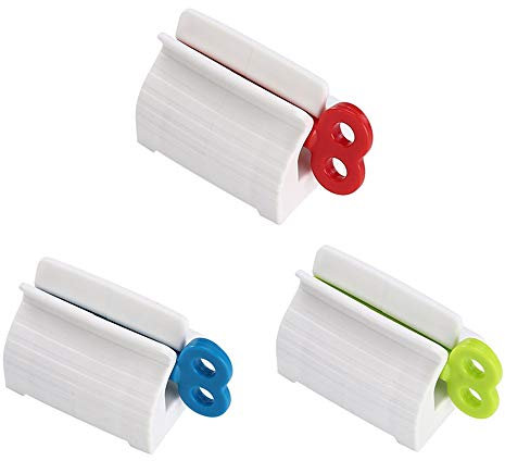 3 Pieces Toothpaste Squeezer ，Rolling Tube Toothpaste Squeezer Toothpaste Seat Holder Stand Rotate Toothpaste Dispenser