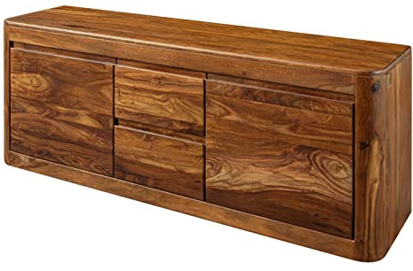 MASSIVMOEBEL24.DE Toronto TV-Board 147x40x58 Sheesham/Palisander, Farbe:Dunkelbraun gewachst, Größe:147x40x58 cm (BxTxH)