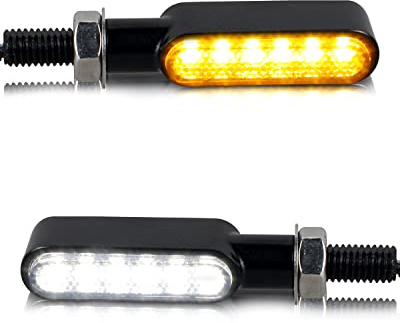 NTHREEAUTO Motorcycle LED Turn Signals Switchback Front Mini Blinkers Indicators Universal Compatible with Harley Honda Yamaha Suzuki Kawasaki Motorbike Scooter Quad Cruiser Off Road Touring - 2Pcs