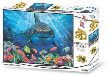 Grandi Giochi Discovery Squalo Bianco Puzzle Lenticolare Orizzontale, con 500 Pezzi Inclusi e Confezione con Effetto 3D Puw00000