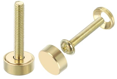 QUARKZMAN 16Pcs Vis Décoratives en Laiton avec Capuchons, 12 mm Vis pour Miroir avec Capuchon, Clous de Fixation pour Meubles Décoratifs, Couleur Or