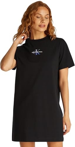 Calvin Klein Vestido Tipo Camiseta Mujer Gradient Monologo tee Corto