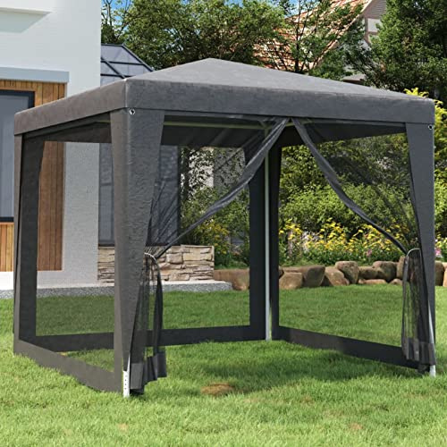 ShGaxin Partytält 4 väggar nät, prefabricerade hus, trädgårdspaviljonger, pergola, utomhustält, trädgårdsmöbler, HDPE antracitgrå 2,5 x 2,5 m