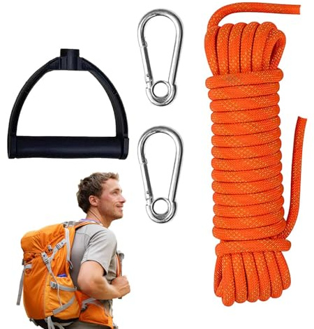 Corde d'escalade, corde d'escalade en plein air - Corde de sécurité extérieure haute résistance avec mousquetons en acier inoxydable | Équipement d'escalade d'arbre robuste pour grimper au parachute d