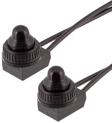 Powice 2 mini interruttori con filo 0-250 V/6 A, microinterruttore rotondo autobloccante a 2 poli, 12 V, micro interruttore con copertura impermeabile, pulsante a pressione 12 V/6 A, adatto per