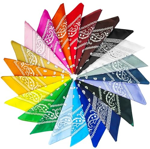 UNIANE 22 pezzi bandana per uomo e donna, design colorato e moderno, per feste, cowboy e sport estivi (55 x 55 cm)