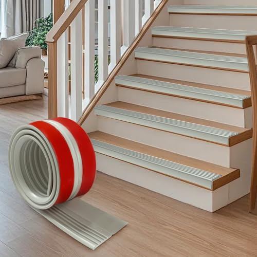 Profilo per bordi delle scale, autoadesivo, 1 m, in PVC, antiscivolo, impermeabile, a forma di L, per esterni e interni