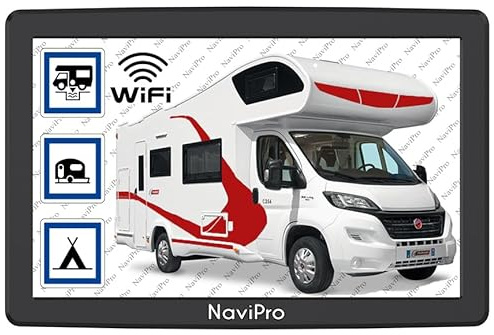 GPS Camping Car 9 Pouces NaviPro 9XLs, GPS avec Camera DE RECUL sans Fil Solaire, Europe + Maroc, Aires De Camping - Mise A Jour Gratuite A Vie