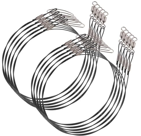 Alipis 10 Piezas Líderes de Pesca con Giratorios y Snaps Acero de Alta Resistencia para Agua Salada y Dulce Línea Anticorte Negra Duradera