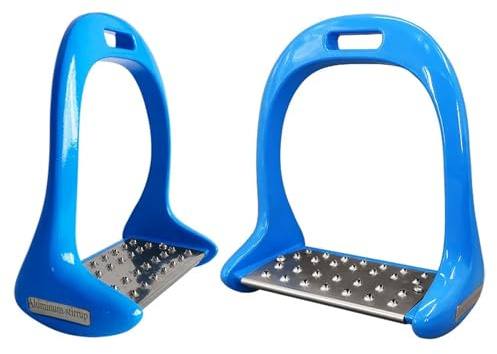 CYMMIYT säkerhetsstigbygel 1 par stirrup häst ridningsutrustning rostfritt stål legering aluminiumlegering tjock non-slip equestrian för saddle pedal (blå)