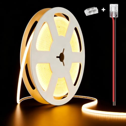 illuburg 12V LED-remsa COB Varmvitt 2700K 5m 400LED/m CRI90+ Dimmbar Självhäftande Lysremsa Striscia Strip Lumineuse
