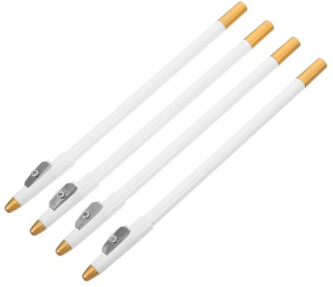 EXCEART Kit 4 Matite Bianche da Barbiere con Temperino Incorporato, Penna per Barba da Uomo e Matita per Tracciare Chioma, Strumenti Trucco Antiscivolo e Resistenti al Sudore per Uso