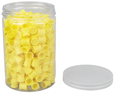 Generic Tazze per Inchiostro per Tatuaggi Usa e Getta in Silicone Alimentare 300 Pezzi, Non Tossiche Sterili, Addensate con Fondo a Ventosa per Tatuare Sopracciglia, Eyeliner e (Giallo)