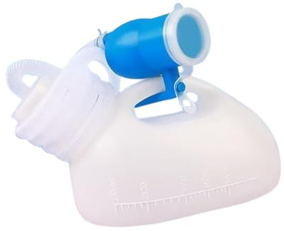 QSTDGVPW Botella Urinaria para Hombres con Tapa Y, Urinario de Viaje con Asa, 3000 Ml, Recipiente Urinario para Hombres Mayores, Ideal, Blanco, con Manguera de 2 M
