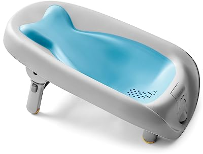 Skip Hop Baignoire Bebe Inclinable - Pour Bébés de 0 à 6 Mois - Bain Nouveau Nés - Pour Évier, Comptoir, Baignoire - Inclinaison Confort À Deux Positions, Marches Antidérapantes, Crochet Intégré
