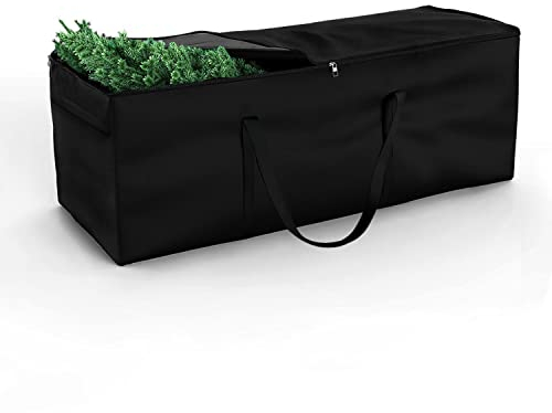 Dokon Christmas Tree Storage Bag Waterproof Heavy Duty Xmas Tree Storage Bags Fits Up to 7.5ft Tall Artificial Christmas Trees, Garden Cushion Bag with Durable Handles & Zipper (125x40x55cm) - Black