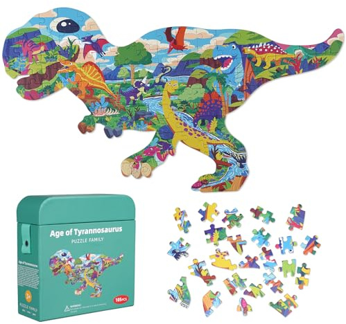 Puzzle Tyrannosaure Rex pour Enfants, Puzzle de 105 Pièces avec de Grandes Pièces pour Les Enfants Agés de 4 5 6 7 8 9 10 Ans.