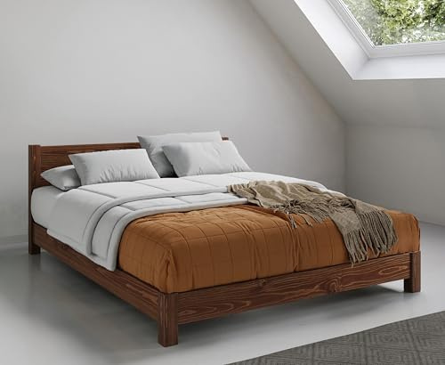 Get Laid Beds Low Oriental (Space Saver) - Solid Pine Wood Bed, Hand Crafted, Strong, UK Made, Compact, Versatile, Attic Style - UK Standard Double (Coffee Bean)