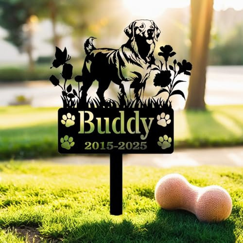Breed-Specific Dog Memorial Stake - Custom Metal Pet Grave Marker for Labradors, Bulldogs, Spaniels & More, Personalised Tribute for Beloved Dogs