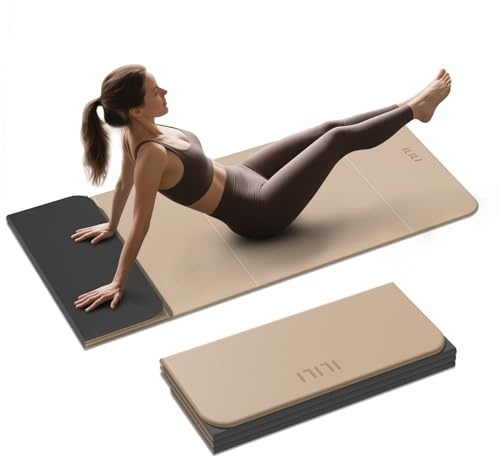 ILILI Foldable Yoga Mat, 10mm Thick, TPE Material, Extra Long 75L x 26W, Soft and Comfortable Folding Mat 0.4 Inches, Easy to Carry and Store, 190*66cm Portable Multi-Functional Use for Yoga, Home Exercise & Outdoor