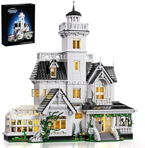 Magic House Building Set with LED Light, Owens House Blocks Toy, Creator Architecture Model Building Kit, Compatible with Lego Horror House, Home Office Decor Gift for Adults (1877PCS)