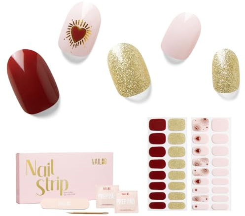 NAILOG Nagelfolie uv härtend | 34 Stück Nagelsticker selbstklebend in Salonqualität | Lang Anhaltende Nagellack-Streifen Nails Art für Frauen, My Queen