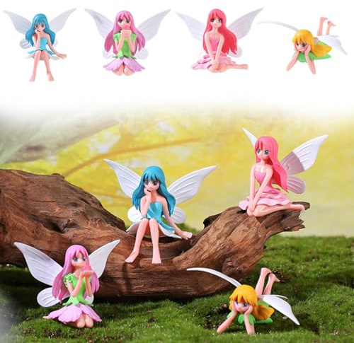 Tashce 4 Pièces Figurines de Fée Miniatures pour Jardin & Gâteau