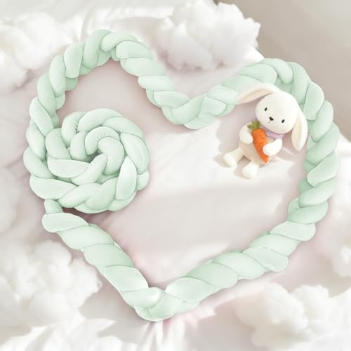 PTKG Protector de Cuna Trenzado con Nudo Alfombra AnticolisióN para Cama AnticolisióN DecoracióN de Habitaciones para AnticolisióN Trenza Cuna Bebe Adecuado,B17,300CM