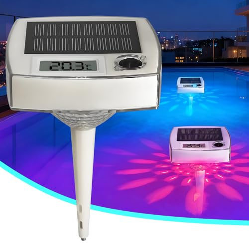 Anmossi Termómetro Solar Flotante para Piscina, Digital con Luz Dinámica RGB, Pantalla LCD de Fácil Lectura, Resistente al Agua IP68, para Piscinas, Jacuzzis, Spas y Baños de Hielo