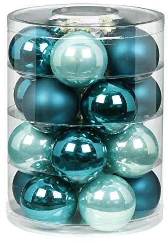 Magic Weihnachtskugeln Glas 6cm, 20 STK. Christbaumkugeln (Green Emerald (Mint dunkel türkis meerblau))
