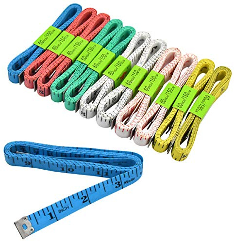 12 Pack Dual Sided Body Measuring Tape, 60 inch/150cm Double Scale Measuring Ruler for Tailor Dressmaker Sewing Cloth, Soft Tape Measures Multipack for Home & Professional Measurements, 6 Colors