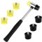 Dadabig 1 Set Mini Doppelkopf Gummihammer Schonhammer Ausbeulhammer Doppelkopf Gummihammer mit 6 Stück Ersatz Austauschbar Hammerköpfe und Rutschfest Gummigriff für Heimwerker Handwerk Lederhandwerk